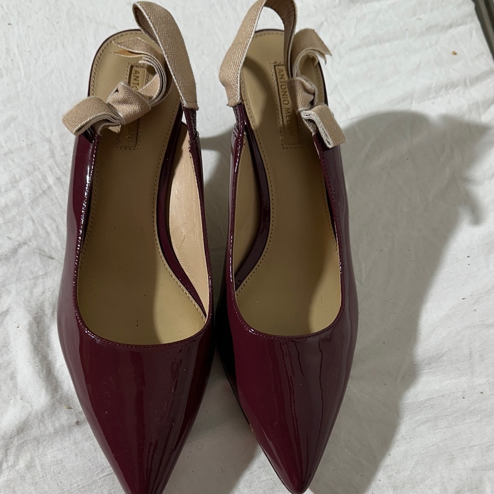 Valentino Deep Burgundy Patent Slingback Heels
